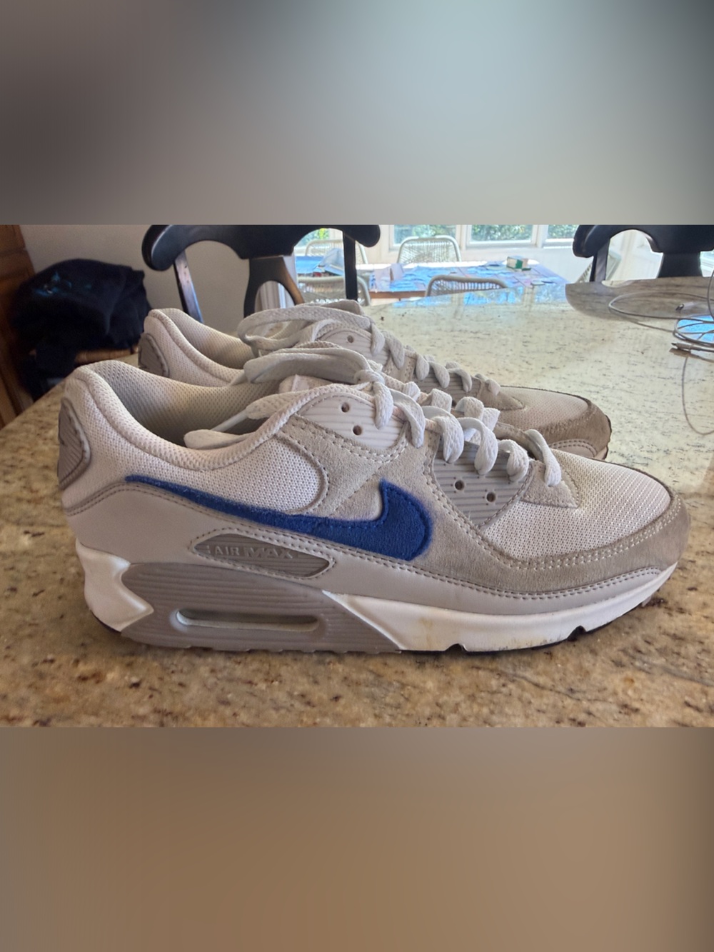 Nike Air Max Athletic Shoes in Light Gray and Blue